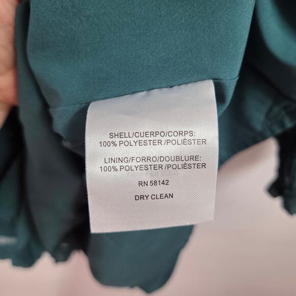 Gal Meets Glam women SZ 2 Everlyn Green Stretch Crepe Pleated Flare Dress Party - Picture 4 of 8